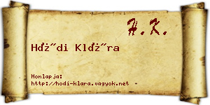 Hódi Klára névjegykártya
