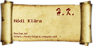 Hódi Klára névjegykártya
